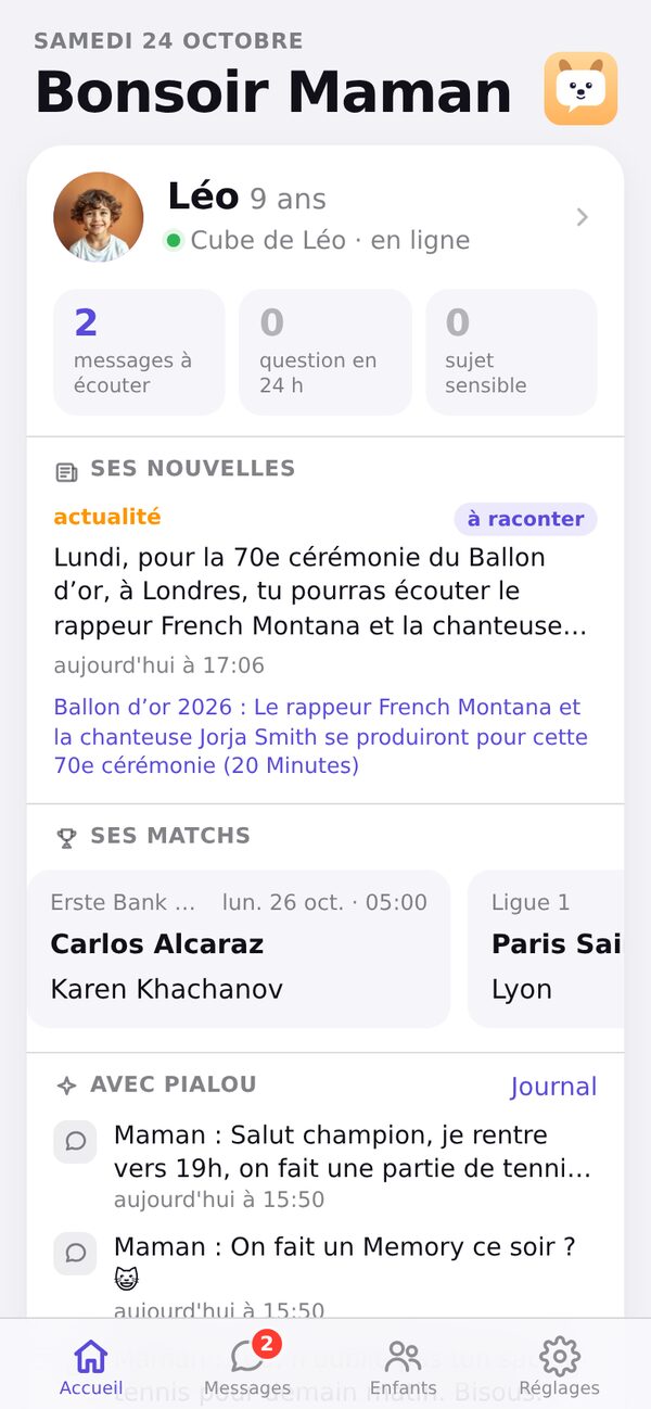 L'accueil des parents : Léo en ligne, ses nouvelles, ses matchs
