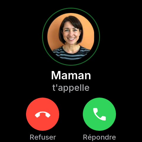 Maman appelle : sa photo, Refuser et Répondre